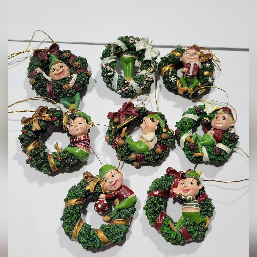 WMG 2011 vintage wreath elf ornaments